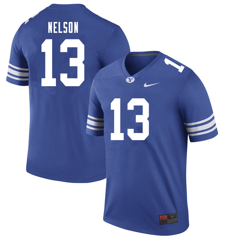 Men #13 Joe Nelson BYU Cougars College Football Jerseys Sale-Royal - Click Image to Close